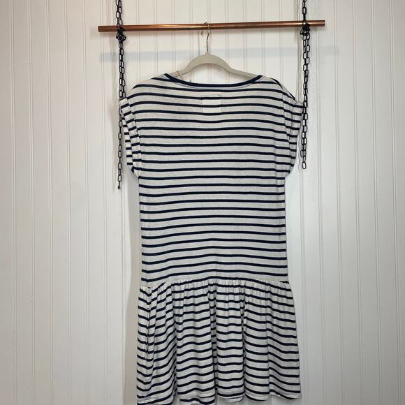 NWT Jack Wills Blue & White Stripe Short Sleeve Mini Peplum Dress Size 4 - Picture 2 of 6